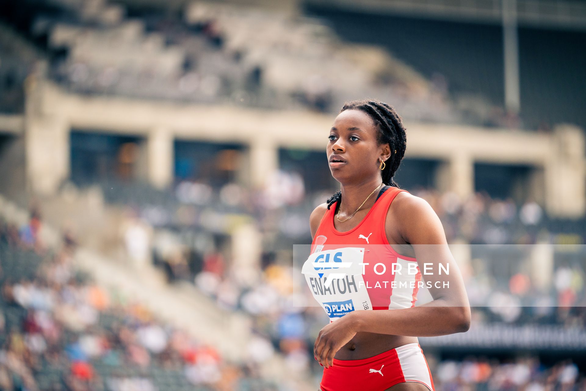 Blessing Enatoh (TSV Spandau 1860) waehrend der deutschen Leichtathletik-Meisterschaften im Olympiastadion am 25.06.2022 in Berlin